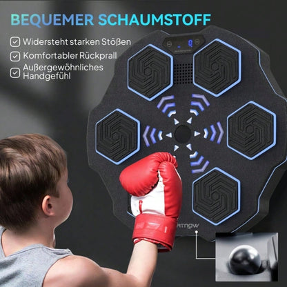 SPORTNOW Music Boxing Machine, elektronische Bluetooth Boxmaschine mit Musik, 9 Geschwindigkeit 3 Modi, Wandmontiertes Smart Boxziel mit LED-Leuchten, für Erwachsene, Heimübungen, Schwarz