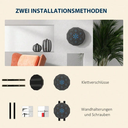 SPORTNOW Elektronische Bluetooth Boxmaschine mit Musik und LED, wandmontiertes Smart Boxziel für Erwachsene, ideal für Heimübungen