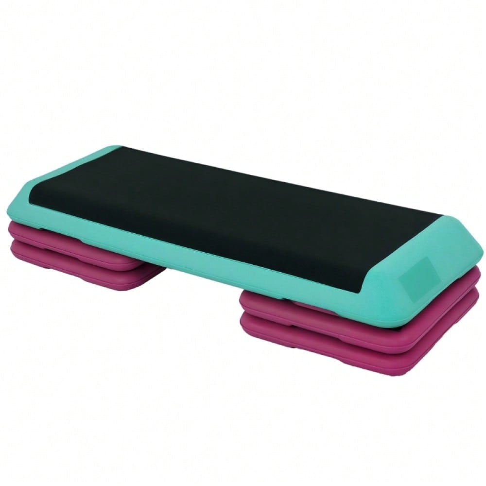 HOMCOM Steppbrett Aerobic Fitness Heimtrainer Stepper höhenverstellbar 10cm 15cm 20cm PVC PP Schwarz Grün Violett 110x40x20cm für effektives Training