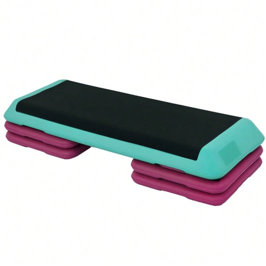 HOMCOM Steppbrett Aerobic Fitness Heimtrainer Stepper höhenverstellbar 10cm 15cm 20cm PVC PP Schwarz Grün Violett 110x40x20cm für effektives Training