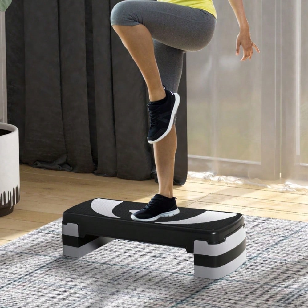 HOMCOM Steppbrett Aerobic-Stepper Höhenverstellbar 10/15/20 cm Fitness Heimtrainer bis 150 kg 80x31 cm