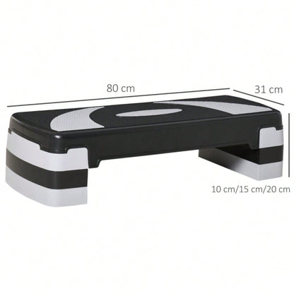 HOMCOM Steppbrett Aerobic-Stepper Höhenverstellbar 10/15/20 cm Fitness Heimtrainer bis 150 kg 80x31 cm