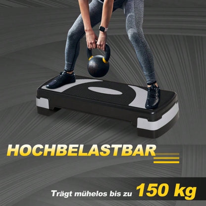 HOMCOM Steppbrett Aerobic-Stepper Höhenverstellbar 10/15/20 cm Fitness Heimtrainer bis 150 kg 80x31 cm