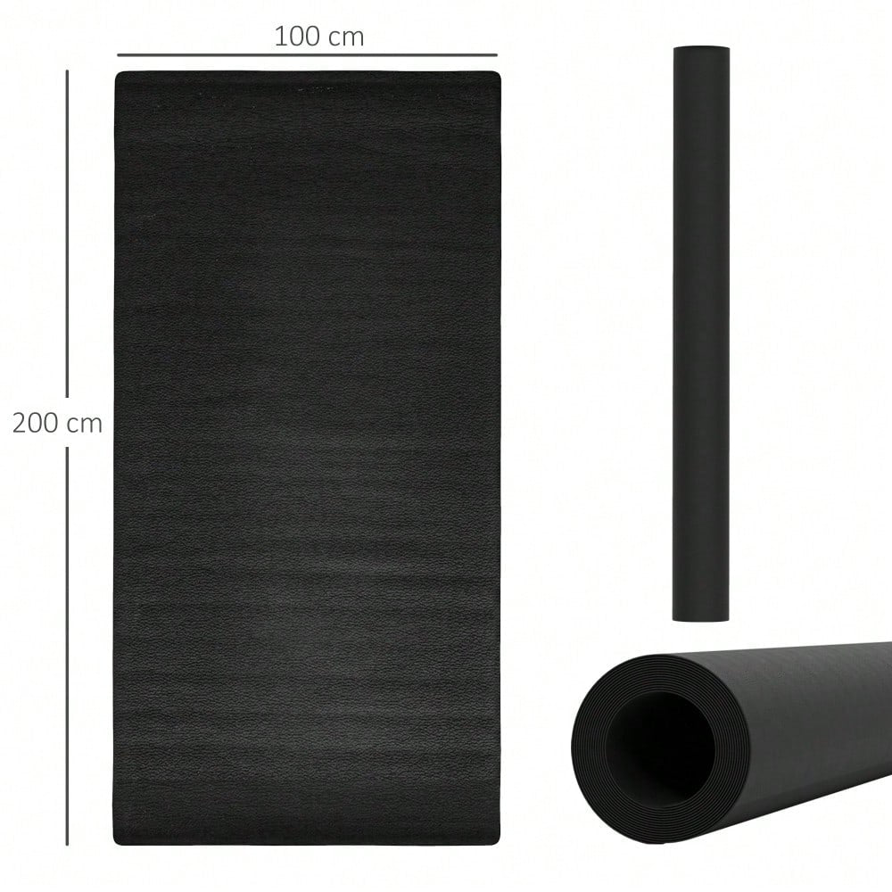 HOMCOM Bodenschutzmatte für Fitnessgeräte rutschfest Fitnessmatte 4 mm Dicke Unterlegmatte Sportmatte Multifunktionsmatte für Yoga Laufband Heimtrainer Yogamatte Bodenmatte 200x100 cm Schwarz