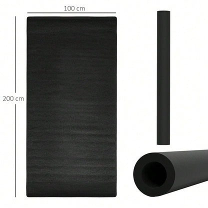 HOMCOM Bodenschutzmatte für Fitnessgeräte rutschfest Fitnessmatte 4 mm Dicke Unterlegmatte Sportmatte Multifunktionsmatte für Yoga Laufband Heimtrainer Yogamatte Bodenmatte 200x100 cm Schwarz