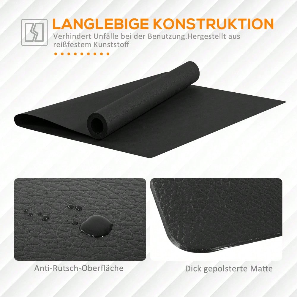 HOMCOM Bodenschutzmatte für Fitnessgeräte rutschfest Fitnessmatte 4 mm Dicke Unterlegmatte Sportmatte Multifunktionsmatte für Yoga Laufband Heimtrainer Yogamatte Bodenmatte 200x100 cm Schwarz