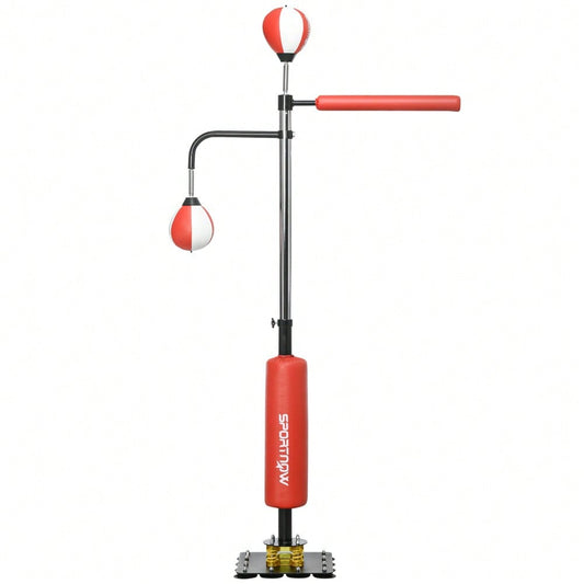 SPORTNOW Standbox 140-205cm freistehender Boxsack höhenverstellbar mit 2 Speedbällen Reflexstange Saugnapf-Basis für Erwachsene