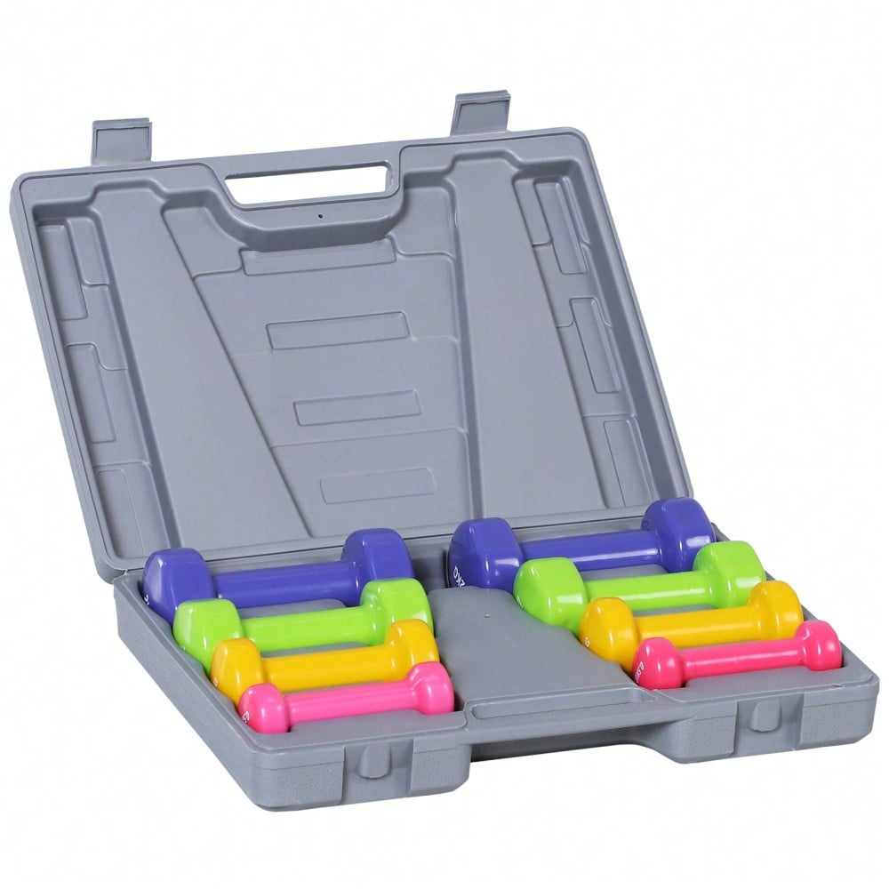 HOMCOM Hantelset Kurzhantel Set mit Koffer 4 Hantelpaare 05 1 15 2 kg tragbar für Zuhause und Fitnessstudio Eisen Kunststoff