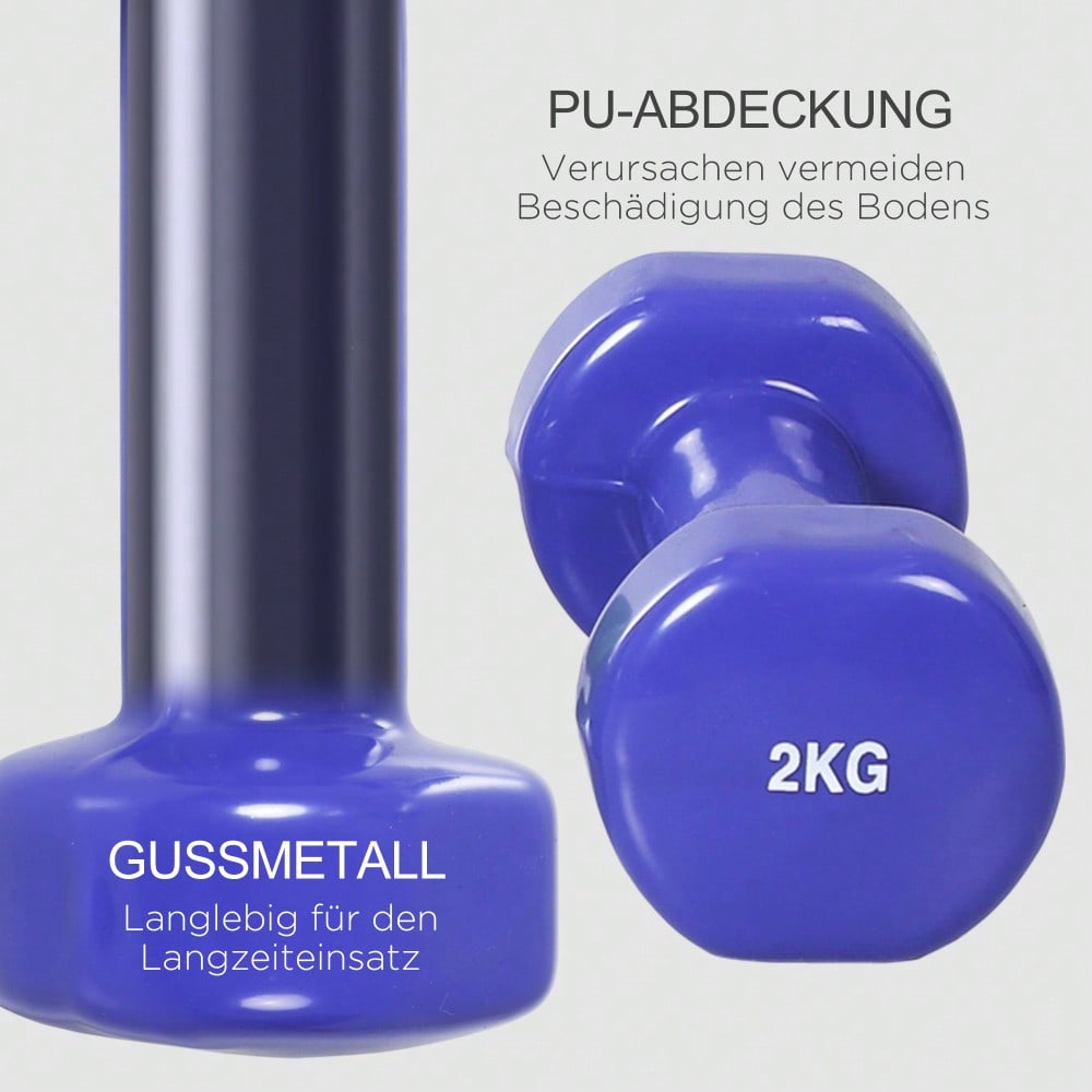HOMCOM Hantelset Kurzhantel Set mit Koffer 4 Hantelpaare 05 1 15 2 kg tragbar für Zuhause und Fitnessstudio Eisen Kunststoff
