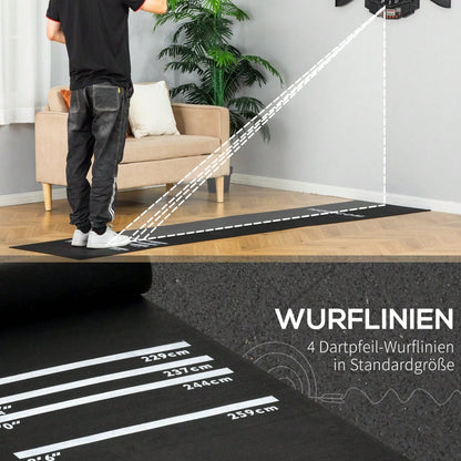 HOMCOM Dartmatte rutschfeste Gummimatte für Steeldart & Softdart, Dartzubehör Teppich, ideal für Turniere & Zuhause