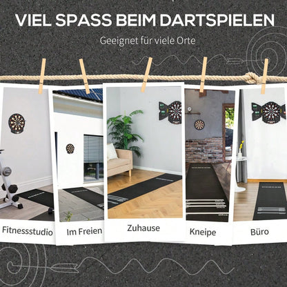 HOMCOM Dartmatte rutschfeste Gummimatte für Steeldart & Softdart, Dartzubehör Teppich, ideal für Turniere & Zuhause