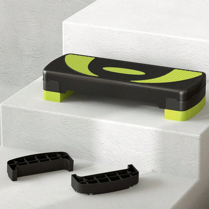 HOMCOM Steppbrett Aerobic-Stepper höhenverstellbar mit 3 Stufen (10/15/20 cm) Fitness Heimtrainer für Indoor Outdoor Belastbarkeit bis 150 kg Grün
