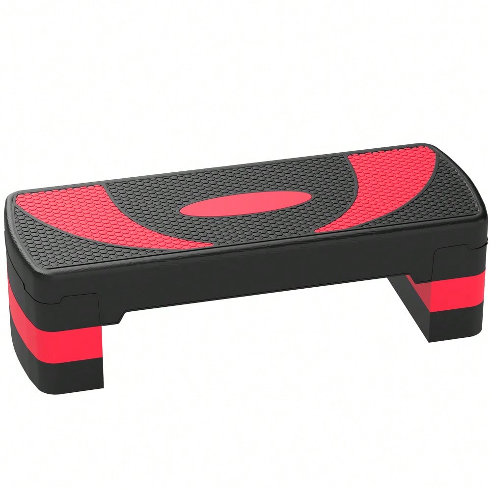 HOMCOM Steppbrett Aerobic-Stepper höhenverstellbar mit 3 Stufen (10/15/20 cm) Fitness Heimtrainer für Indoor Outdoor Belastbarkeit bis 150 kg Rot