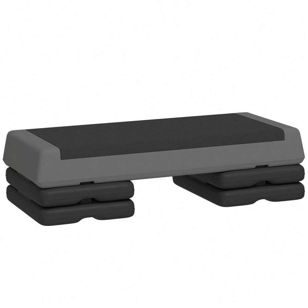 SPORTNOW Aerobic-Stepper, 10,5/15,5/20,5cm Höhenverstellbare Steppbrett, rutschfest, für Zuhause, Fitnessstudio, Büro, Kunststoff, Grau