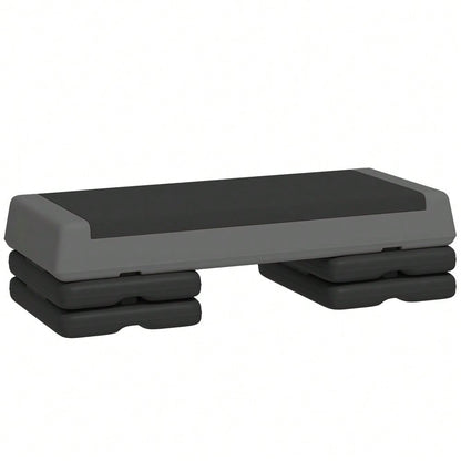 SPORTNOW Aerobic-Stepper, 10,5/15,5/20,5cm Höhenverstellbare Steppbrett, rutschfest, für Zuhause, Fitnessstudio, Büro, Kunststoff, Grau