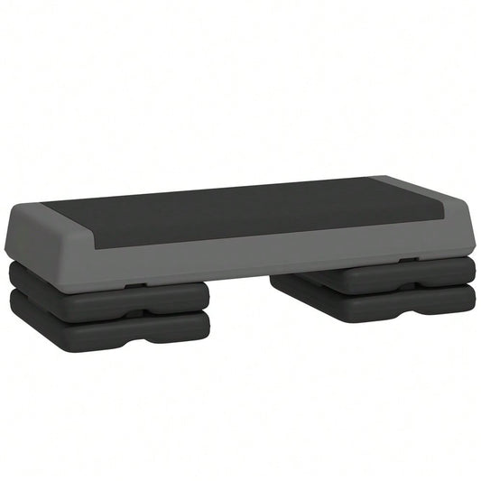 SPORTNOW Aerobic-Stepper, 10,5/15,5/20,5cm Höhenverstellbare Steppbrett, rutschfest, für Zuhause, Fitnessstudio, Büro, Kunststoff, Grau