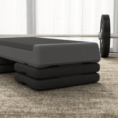 SPORTNOW Aerobic-Stepper, 10,5/15,5/20,5cm Höhenverstellbare Steppbrett, rutschfest, für Zuhause, Fitnessstudio, Büro, Kunststoff, Grau