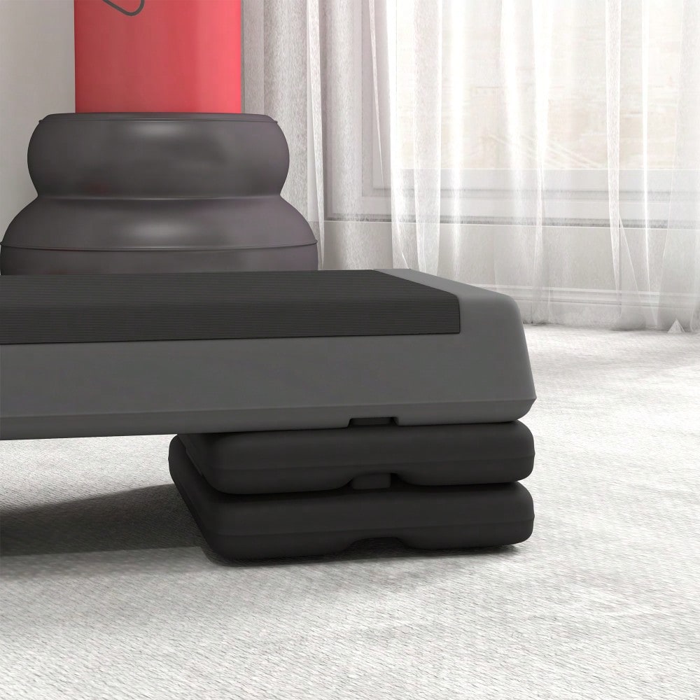 SPORTNOW Aerobic-Stepper, 10,5/15,5/20,5cm Höhenverstellbare Steppbrett, rutschfest, für Zuhause, Fitnessstudio, Büro, Kunststoff, Grau