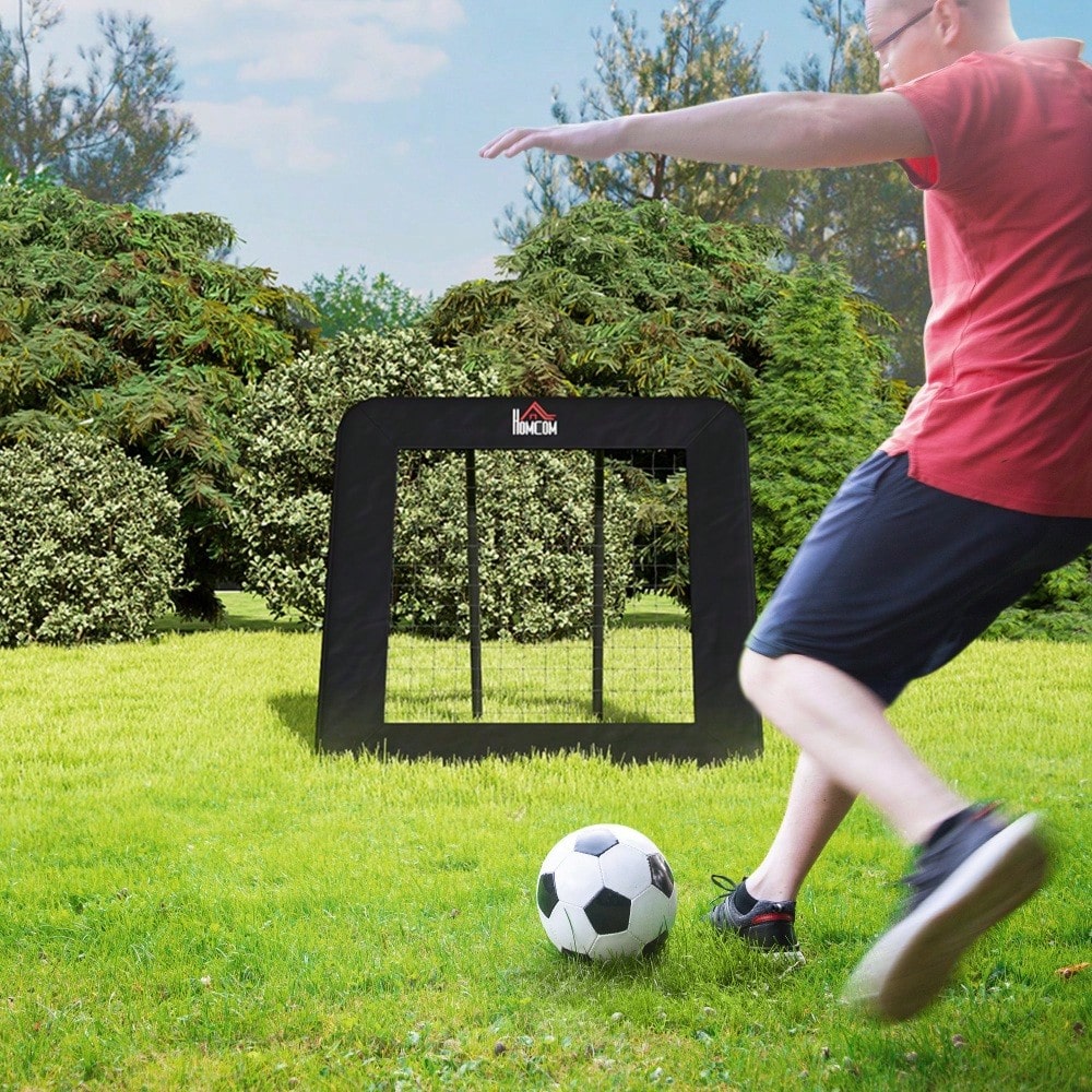 HOMCOM Fußballtor klappbar Rebounder Rückprallwand 5-stufig verstellbar für Mehrsportarten 128x118x108-120cm