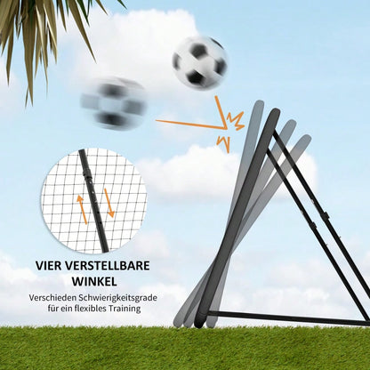 HOMCOM Fußballtor klappbar Rebounder Rückprallwand 5-stufig verstellbar für Mehrsportarten 128x118x108-120cm