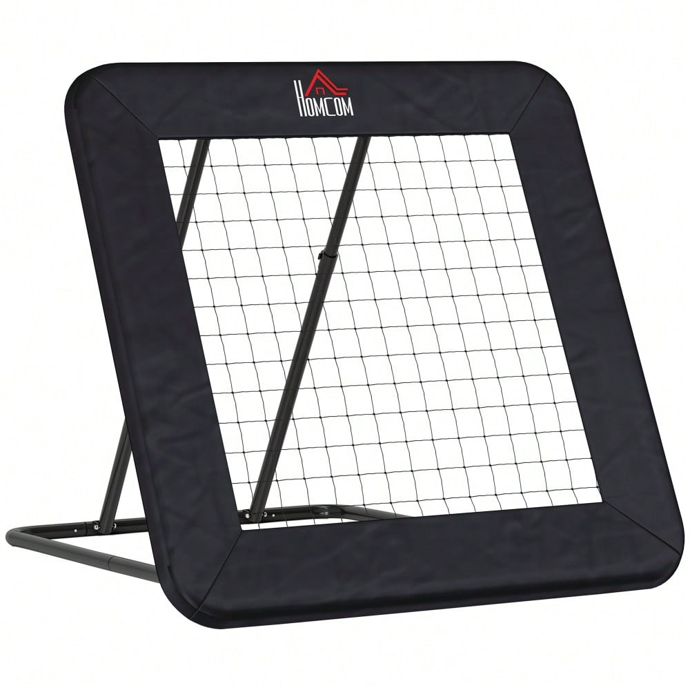 HOMCOM Fußballtor klappbar Rebounder Rückprallwand 5-stufig verstellbar für Mehrsportarten 128x118x108-120cm
