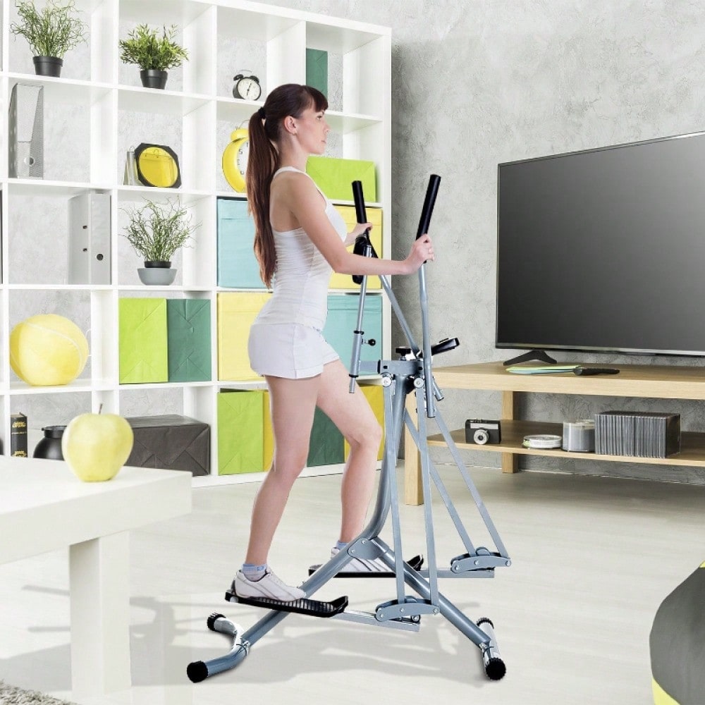 HOMCOM Crosstrainer, Heimtrainer, LCD-Display, einstellbares Brustpolster, Stahl, Gray, 96 x 60 x 152cm
