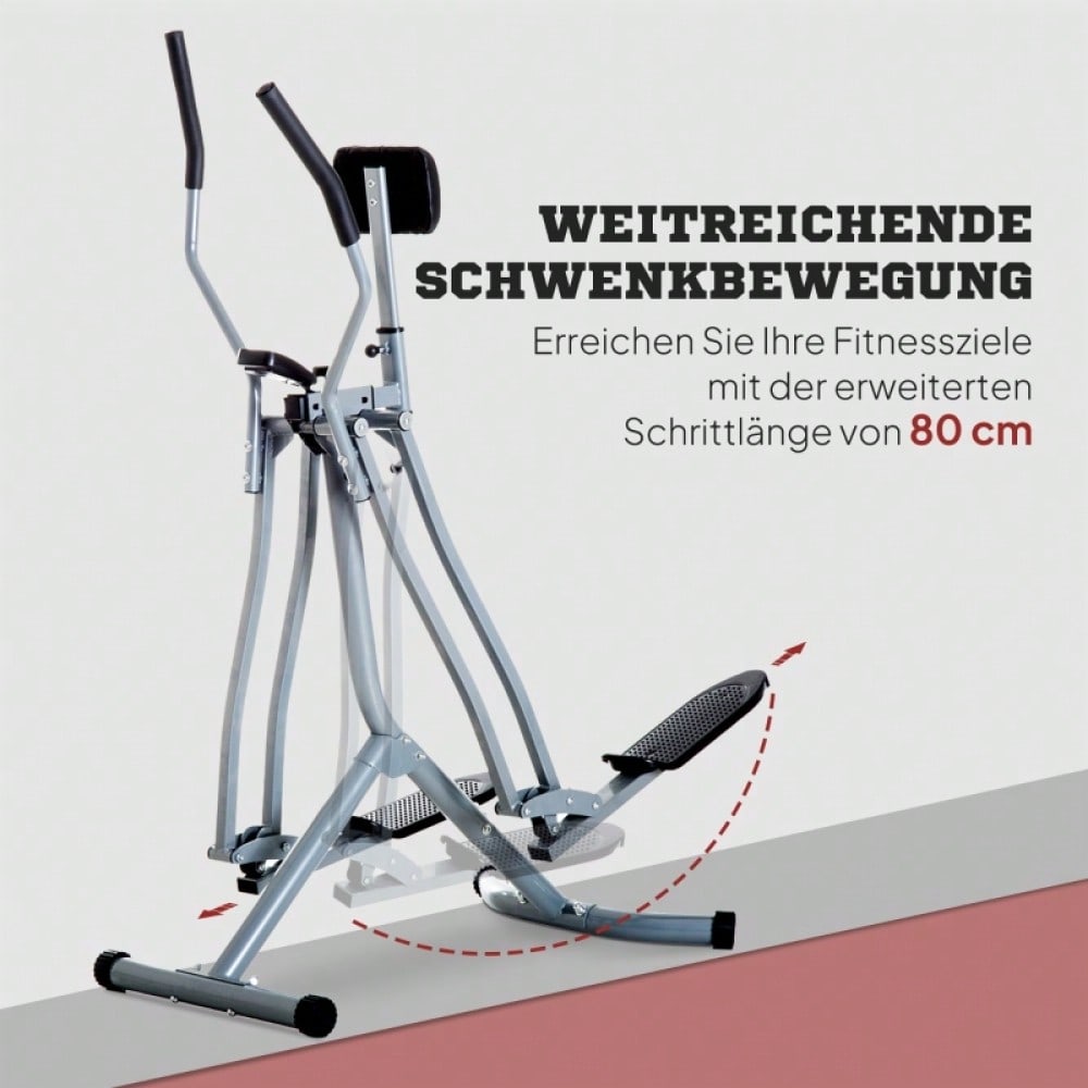 HOMCOM Crosstrainer, Heimtrainer, LCD-Display, einstellbares Brustpolster, Stahl, Gray, 96 x 60 x 152cm