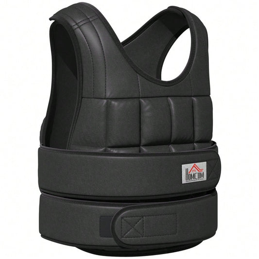 HOMCOM Gewichtsweste 30 kg verstellbar mit 35 Gewichtssäcken für Krafttraining aus Oxford Metall Schwarz 60x50cm