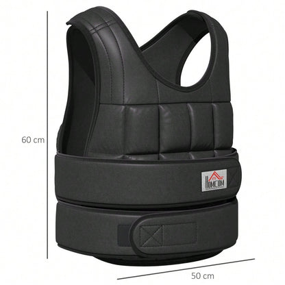 HOMCOM Gewichtsweste 30 kg verstellbar mit 35 Gewichtssäcken für Krafttraining aus Oxford Metall Schwarz 60x50cm