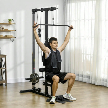 SPORTNOW Kraftstation für Zuhause, Ruderzüge, ohne Gewichte, Fitnessgerät für Zuhause, Stahl, Kunstleder, Schwarz