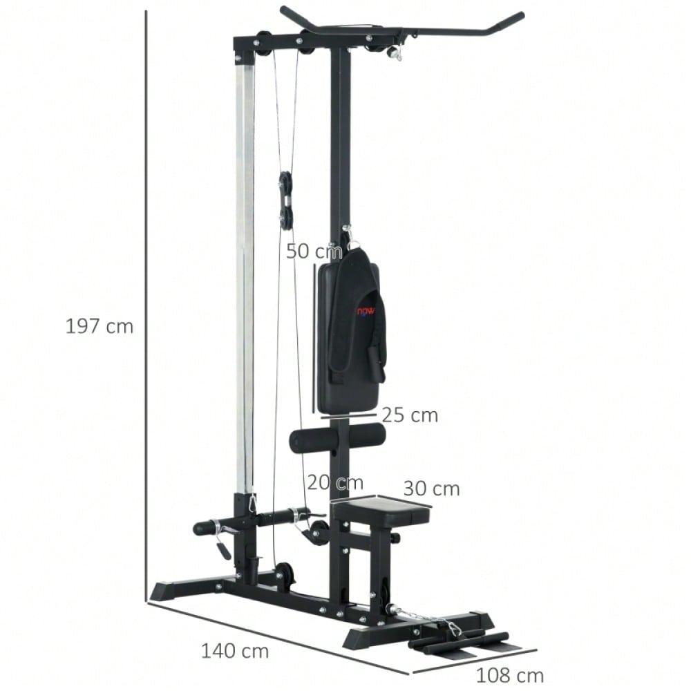 SPORTNOW Kraftstation für Zuhause, Ruderzüge, ohne Gewichte, Fitnessgerät für Zuhause, Stahl, Kunstleder, Schwarz