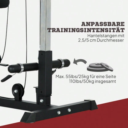 SPORTNOW Kraftstation für Zuhause, Ruderzüge, ohne Gewichte, Fitnessgerät für Zuhause, Stahl, Kunstleder, Schwarz