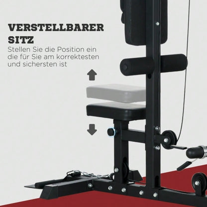 SPORTNOW Kraftstation für Zuhause, Ruderzüge, ohne Gewichte, Fitnessgerät für Zuhause, Stahl, Kunstleder, Schwarz