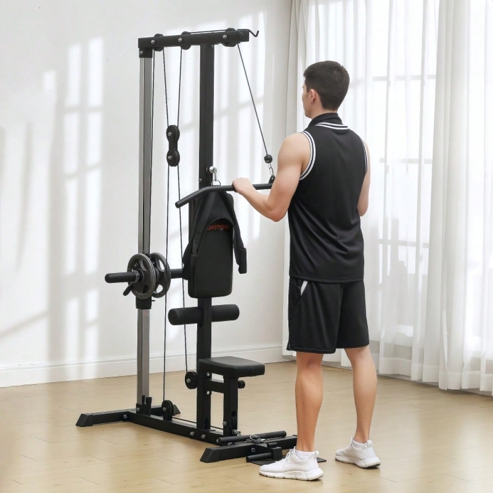 SPORTNOW Kraftstation für Zuhause, Ruderzüge, ohne Gewichte, Fitnessgerät für Zuhause, Stahl, Kunstleder, Schwarz