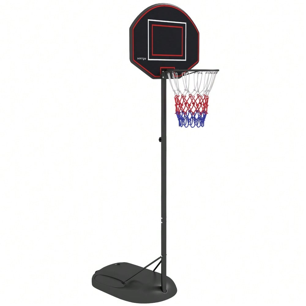 SPORTNOW Basketballkorb höhenverstellbar 221-282cm bruchsichere Rückwand mit Rädern für Erwachsene, stabile Stahlkonstruktion in Schwarz