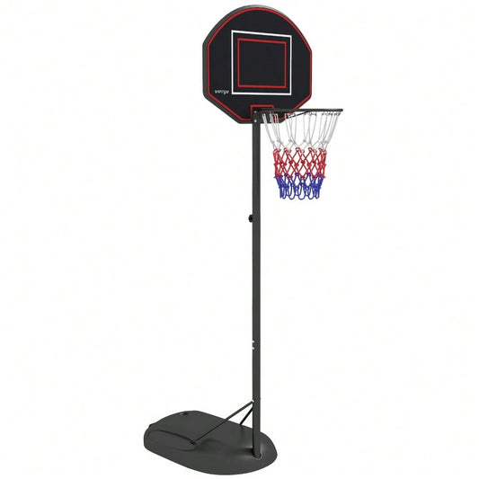SPORTNOW Basketballkorb höhenverstellbar 221-282cm bruchsichere Rückwand mit Rädern für Erwachsene, stabile Stahlkonstruktion in Schwarz