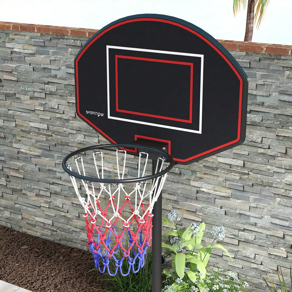 SPORTNOW Basketballkorb höhenverstellbar 221-282cm bruchsichere Rückwand mit Rädern für Erwachsene, stabile Stahlkonstruktion in Schwarz