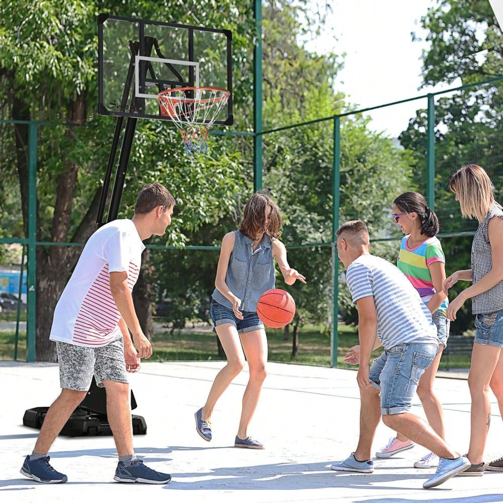 SPORTNOW Höhenverstellbarer Basketballständer 293-350 cm mit rollbarem Backboard aus Stahl für Garten & Sportplatz