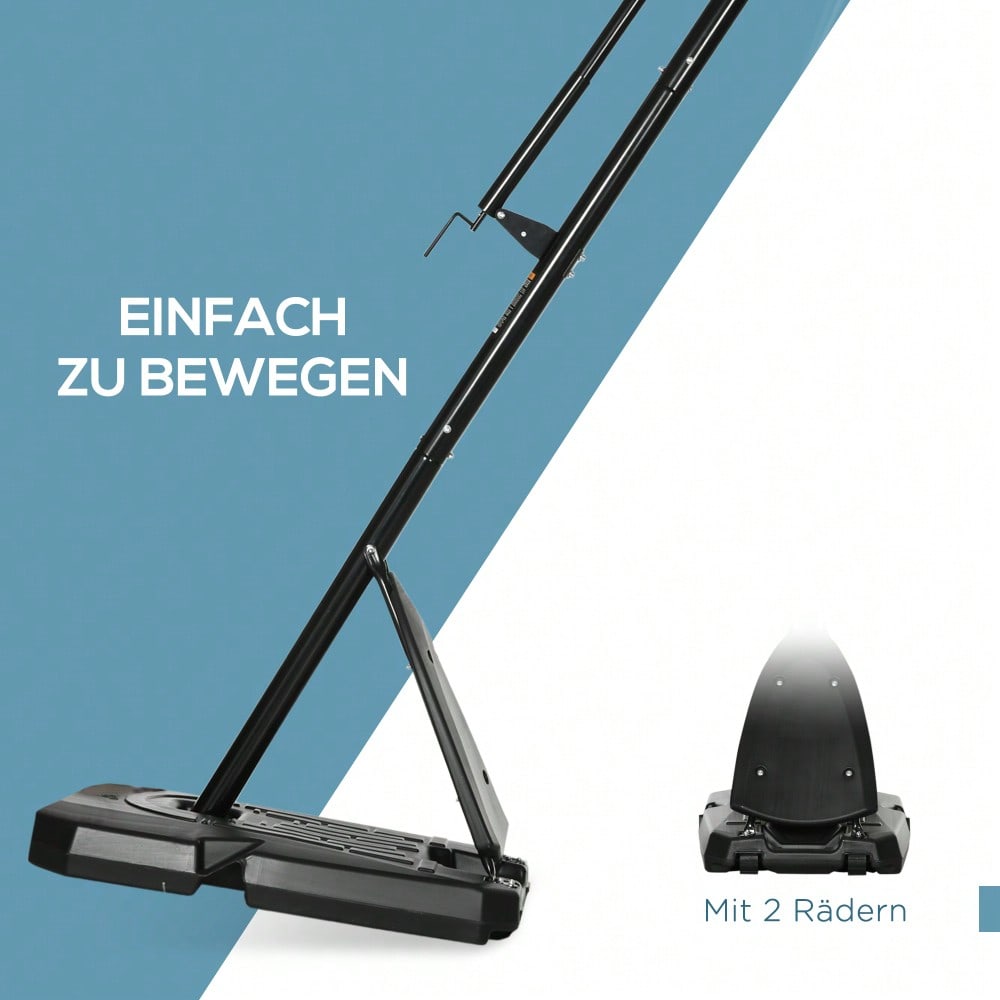 SPORTNOW Höhenverstellbarer Basketballständer 293-350 cm mit rollbarem Backboard aus Stahl für Garten & Sportplatz
