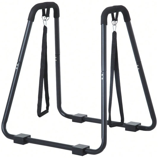 HOMCOM Dipstation stabiler Dip Ständer mit Schlingentrainer robustes Stahlgestell schwarz 90x81x92,5cm für effektives Krafttraining