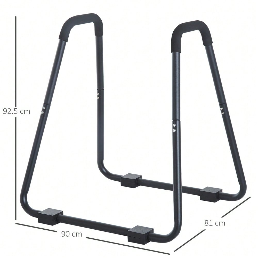 HOMCOM Dipstation stabiler Dip Ständer mit Schlingentrainer robustes Stahlgestell schwarz 90x81x92,5cm für effektives Krafttraining