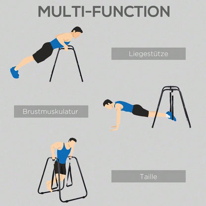 HOMCOM Dipstation stabiler Dip Ständer mit Schlingentrainer robustes Stahlgestell schwarz 90x81x92,5cm für effektives Krafttraining
