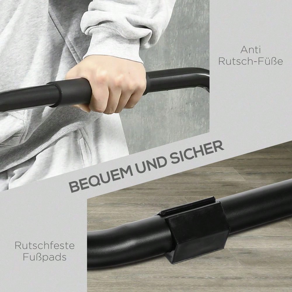 HOMCOM Dipstation stabiler Dip Ständer mit Schlingentrainer robustes Stahlgestell schwarz 90x81x92,5cm für effektives Krafttraining