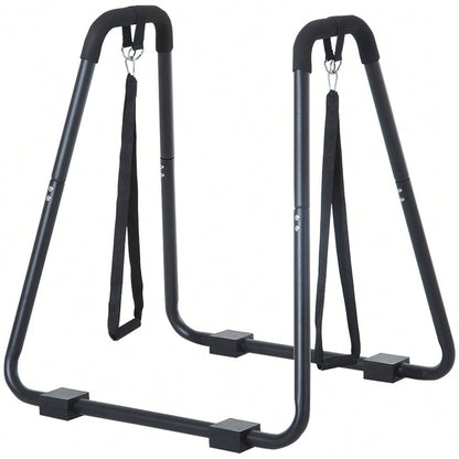 HOMCOM Dipstation stabiler Dip Ständer mit Schlingentrainer robustes Stahlgestell schwarz 90x81x92,5cm für effektives Krafttraining