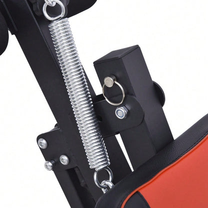 HOMCOM Sit Up Bank verstellbare Bauchtrainer Trainingsbank gepolstert 120kg belastbar Rot Schwarz 166x53x52-60cm für effektives Bauchtraining