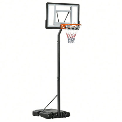 HOMCOM höhenverstellbarer Basketballkorb 260-310 cm mit Rollen und Standfuß für Garten & Sportplatz