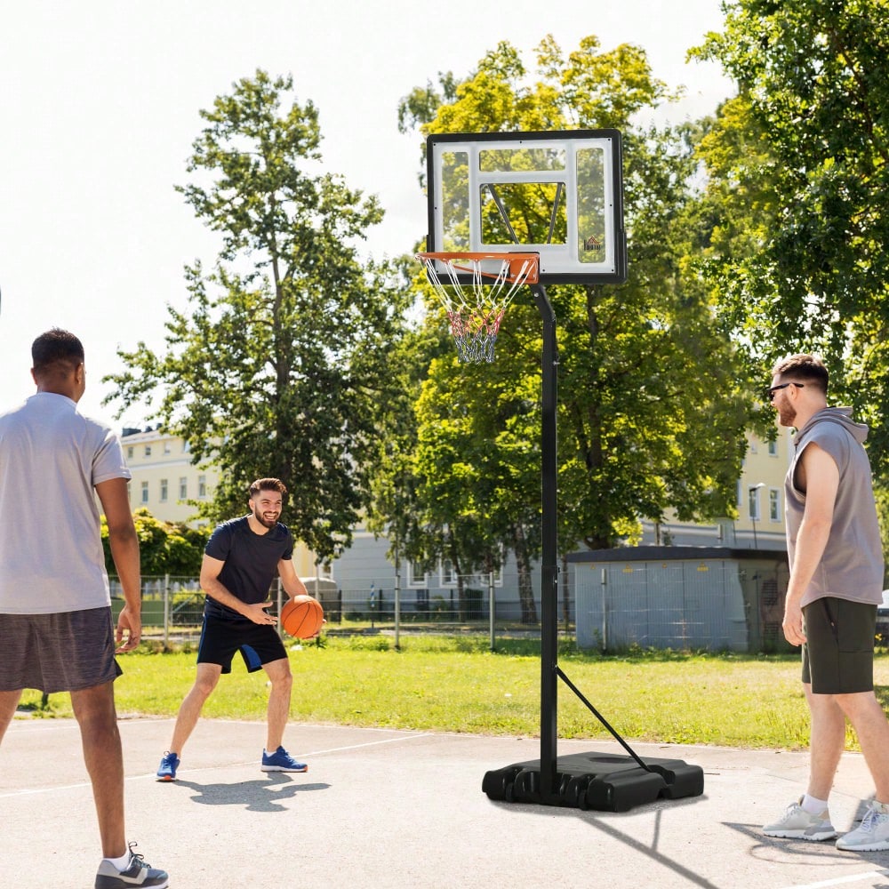 HOMCOM höhenverstellbarer Basketballkorb 260-310 cm mit Rollen und Standfuß für Garten & Sportplatz