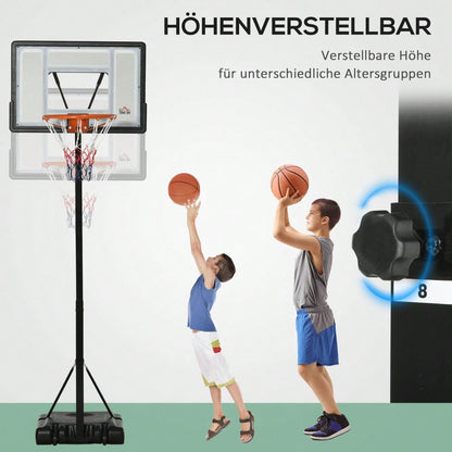HOMCOM höhenverstellbarer Basketballkorb 260-310 cm mit Rollen und Standfuß für Garten & Sportplatz