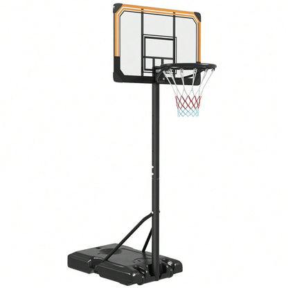 SPORTNOW Basketballkorb Outdoor mit Standfuß, 182-213 cm höhenverstellbar, inkl. Rollen & Netzz, für Garten, Hof, Sportplatz, Indoor und Outdoor, aus Stahl (Schwarz)