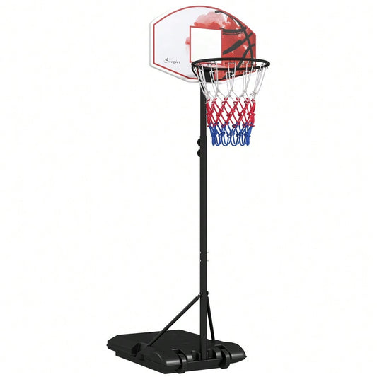 SPORTNOW Basketballkorb mit Standfuß, 179-209 cm höhenverstellbar, inkl. Rollen & Netzz, für Garten, Hof, Driveway, Outdoor, aus Stahl (Mehrfarbig)